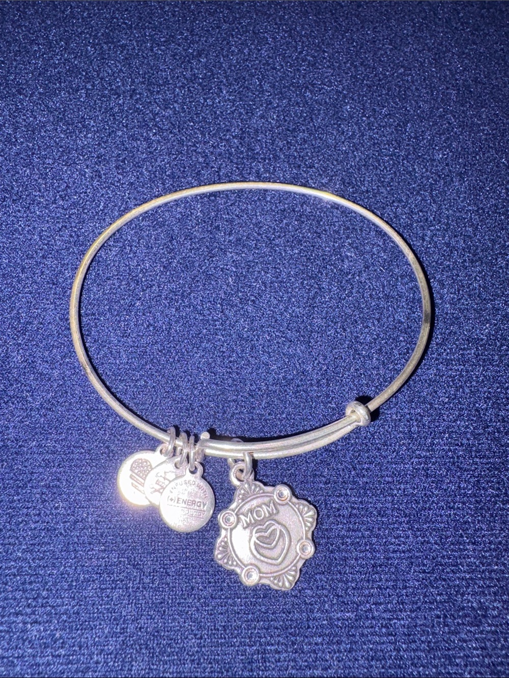 Alex and Ani Silver-Tone MOM Charm Bangle Bracelet